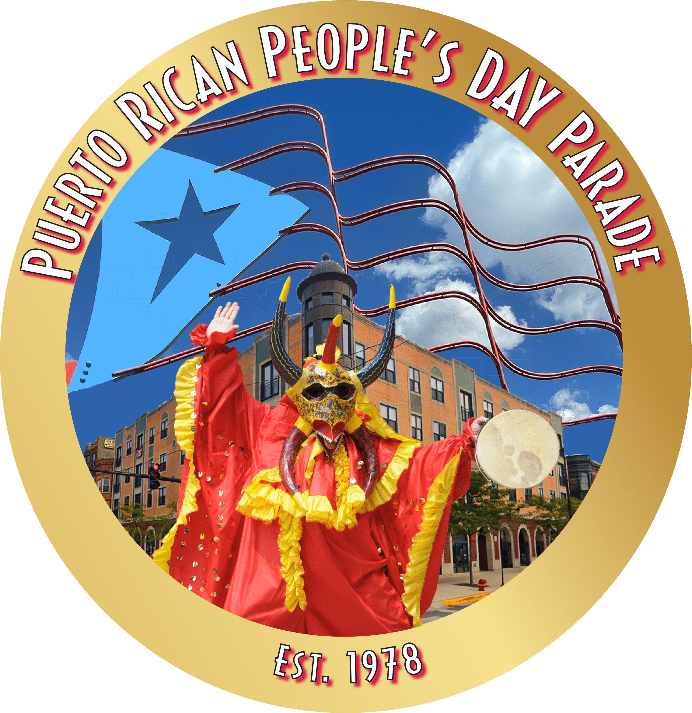 2023 Official PR Peoples Day Parade logo outlines